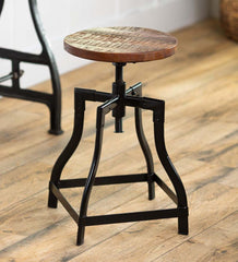 Plow &amp; Hearth Footstools | Indoor Living Allegheny Reclaimed Wood Adjustable Stool With Metal Base