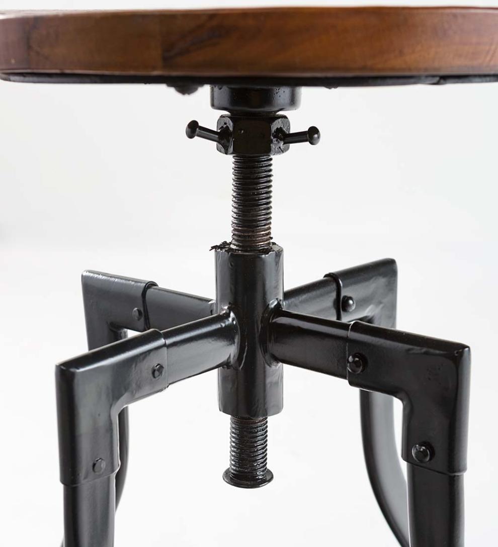 Plow &amp; Hearth Footstools | Indoor Living Allegheny Reclaimed Wood Adjustable Stool With Metal Base