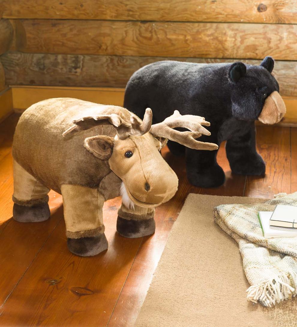 Plow &amp; Hearth Footstools | Indoor Living Black Bear Footstool