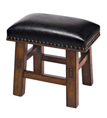 Plow &amp; Hearth Footstools | Indoor Living Canyon Black Leather Footstool - Black