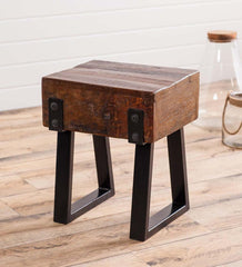 Plow &amp; Hearth Footstools | Indoor Living Richland Indoor/Outdoor Reclaimed Wood Stool/Side Table