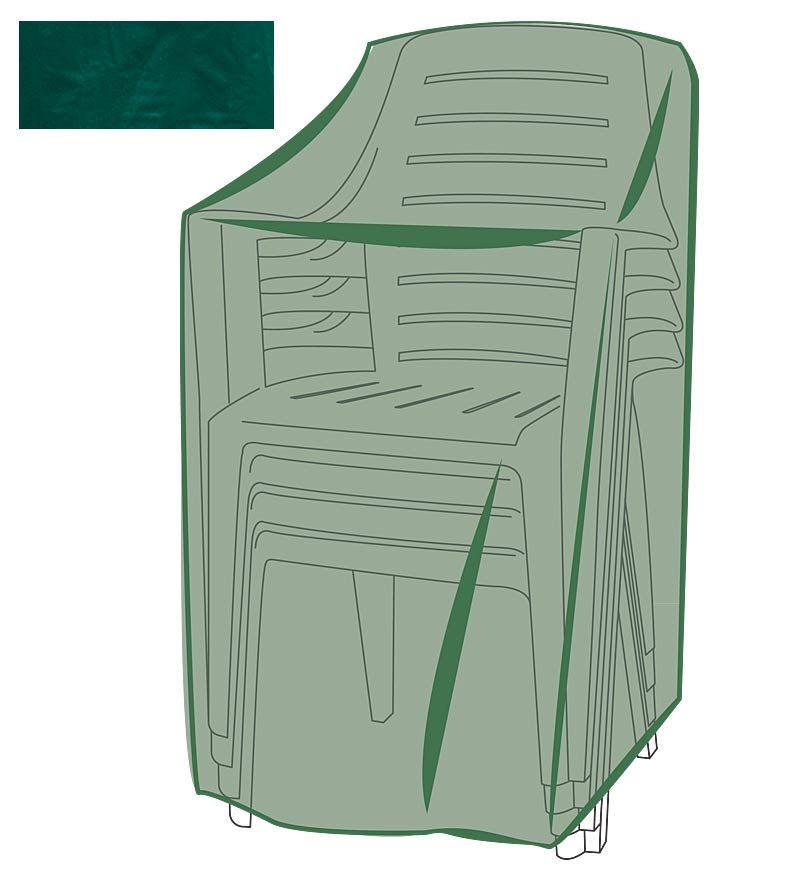 Plow &amp; Hearth Furniture Covers | Outdoor Living Classic Outdoor Furniture All-Weather Cover For Stacking Chairs - Green