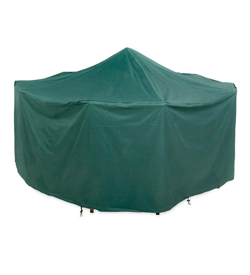Plow &amp; Hearth Furniture Covers | Outdoor Living Classic Outdoor Furniture All-Weather Cover For X-Large Round Table &amp; Chairs - Green