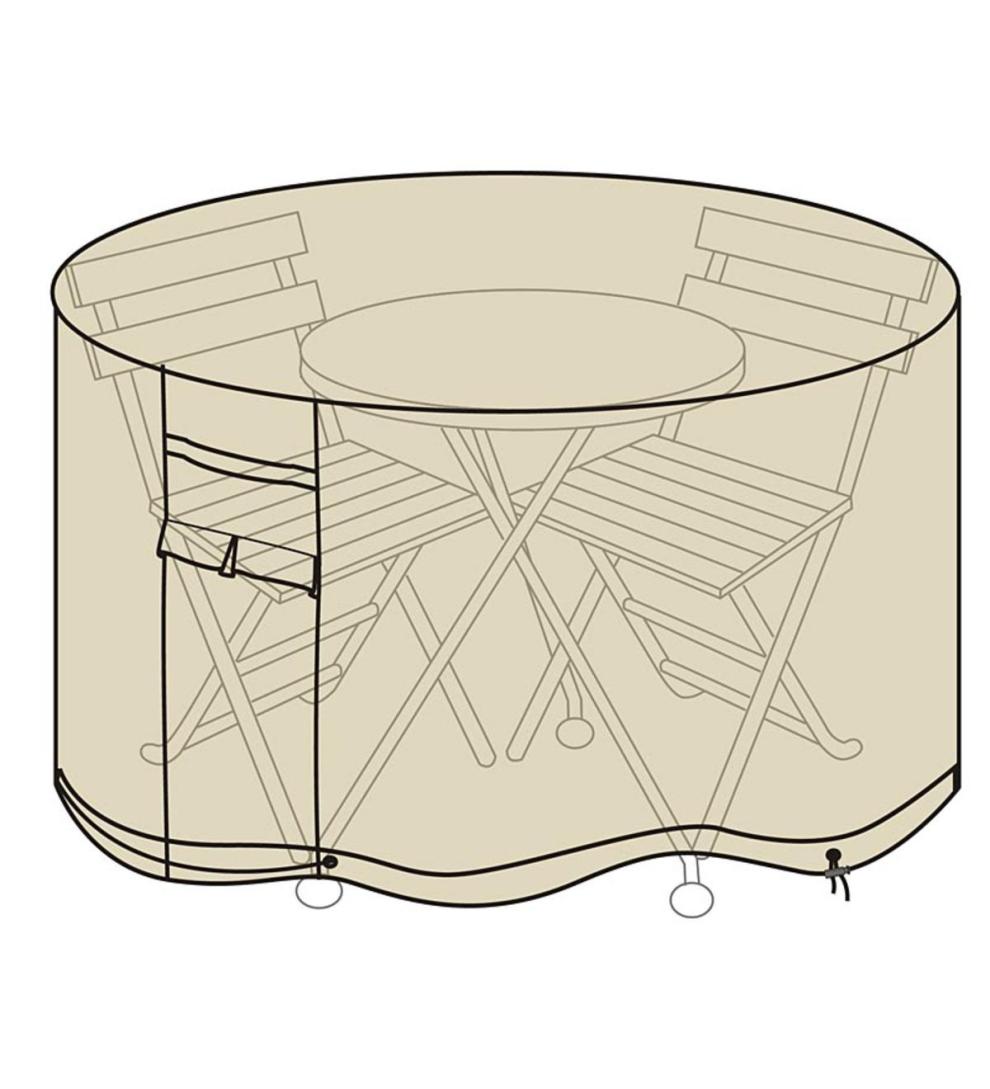 Plow &amp; Hearth Furniture Covers | Outdoor Living Deluxe Cafe Table And Chairs Cover - Tan