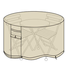 Plow &amp; Hearth Furniture Covers | Outdoor Living Deluxe Cafe Table And Chairs Cover - Tan