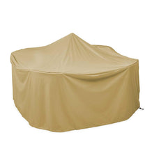 Plow &amp; Hearth Furniture Covers | Outdoor Living Deluxe Extra Large Round Table And Chairs Cover - Tan