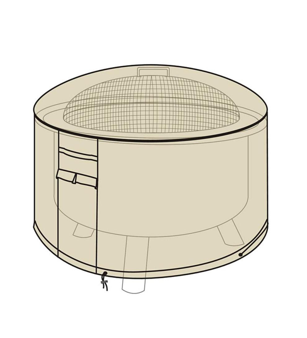 Plow &amp; Hearth Furniture Covers | Outdoor Living Deluxe Fire Pit Cover - Tan