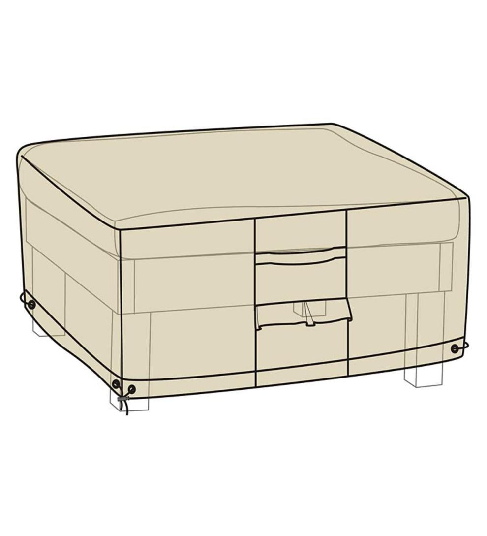 Plow &amp; Hearth Furniture Covers | Outdoor Living Deluxe Ottoman Cover - Tan