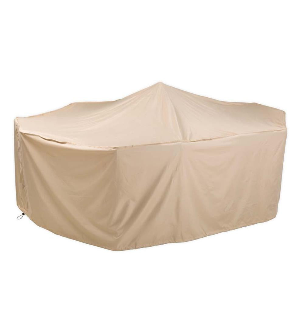 Plow &amp; Hearth Furniture Covers | Outdoor Living Extra-Large Deluxe Furniture Cover For Rectangle/Oval Dining Table And Chairs - Tan