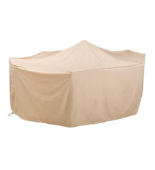 Plow &amp; Hearth Furniture Covers | Outdoor Living Large Deluxe Furniture Cover For Rectangle/Oval Dining Table And Chairs - Tan