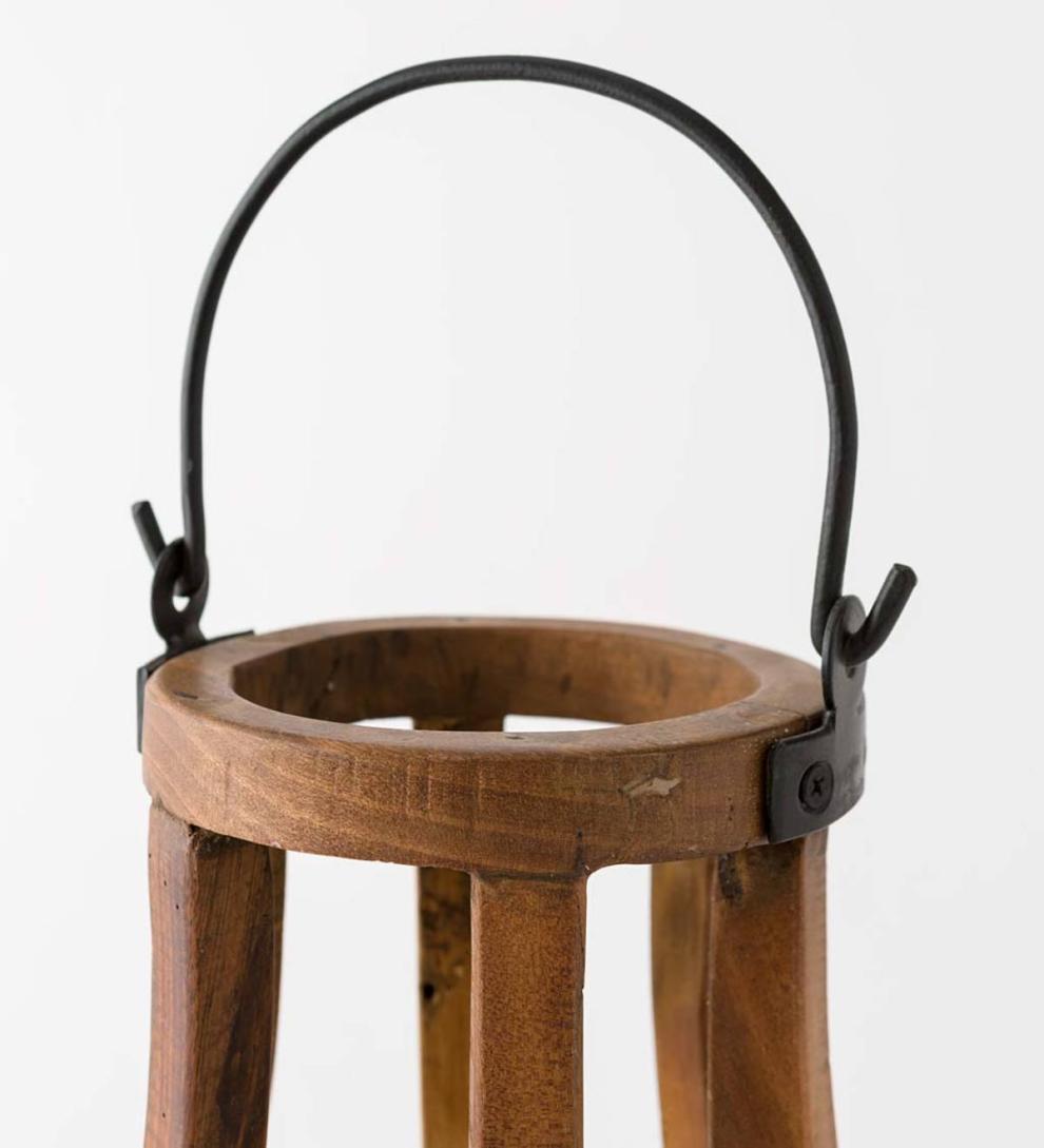 Plow &amp; Hearth Garden Accents | Indoor Living Artisanal Reclaimed Wood Lanterns With Glass Cylinder