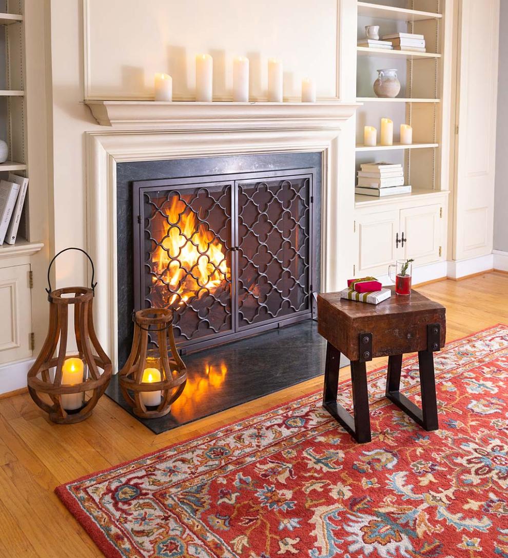 Plow &amp; Hearth Garden Accents | Indoor Living Artisanal Reclaimed Wood Lanterns With Glass Cylinder