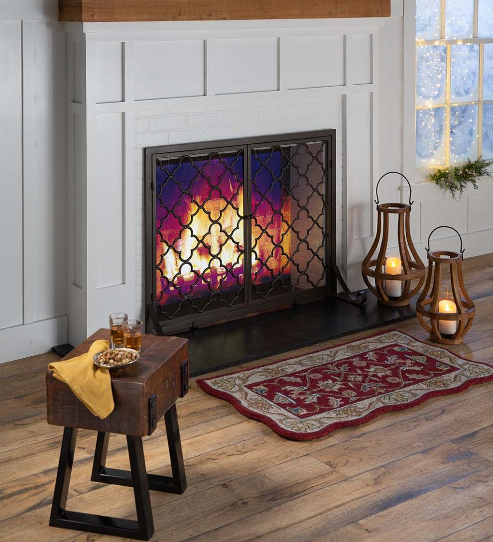 Plow &amp; Hearth Garden Accents | Indoor Living Artisanal Reclaimed Wood Lanterns With Glass Cylinder