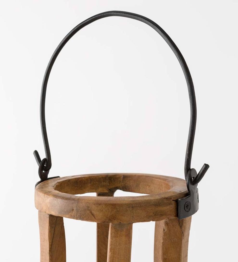 Plow &amp; Hearth Garden Accents | Indoor Living Artisanal Reclaimed Wood Lanterns With Glass Cylinder