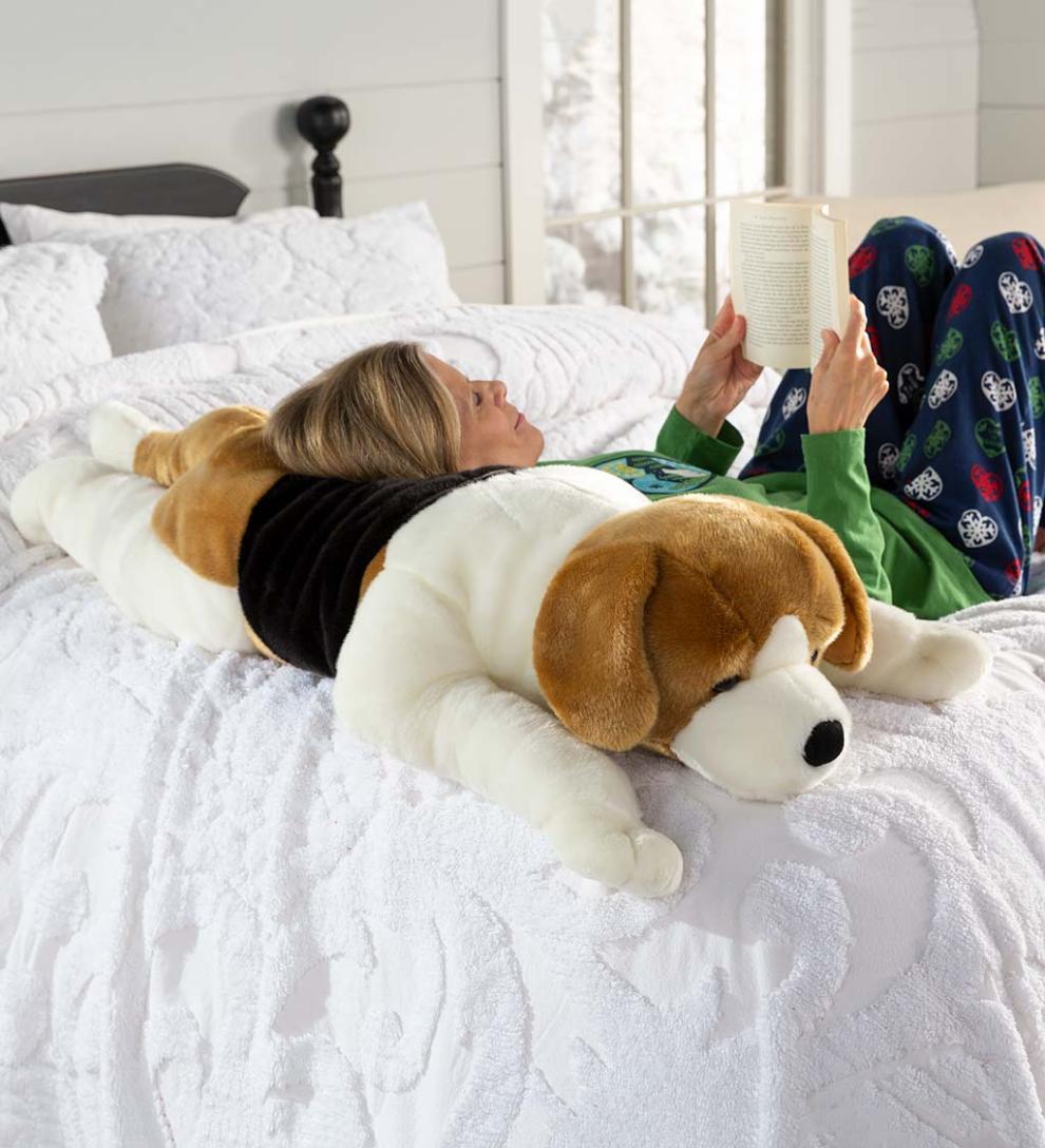 Plow &amp; Hearth Garden Accents | Indoor Living Beagle Plush Cuddle Animal Body Pillow