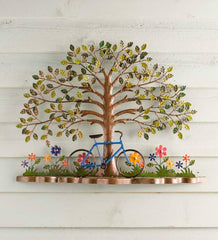 Plow &amp; Hearth Garden Accents | Indoor Living Bicycle And Tree Metal Wall Art