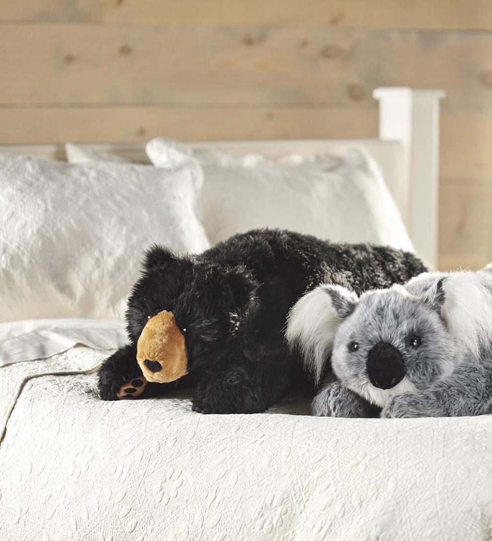 Plow &amp; Hearth Garden Accents | Indoor Living Black Bear Plush Cuddle Animal Body Pillow - Black