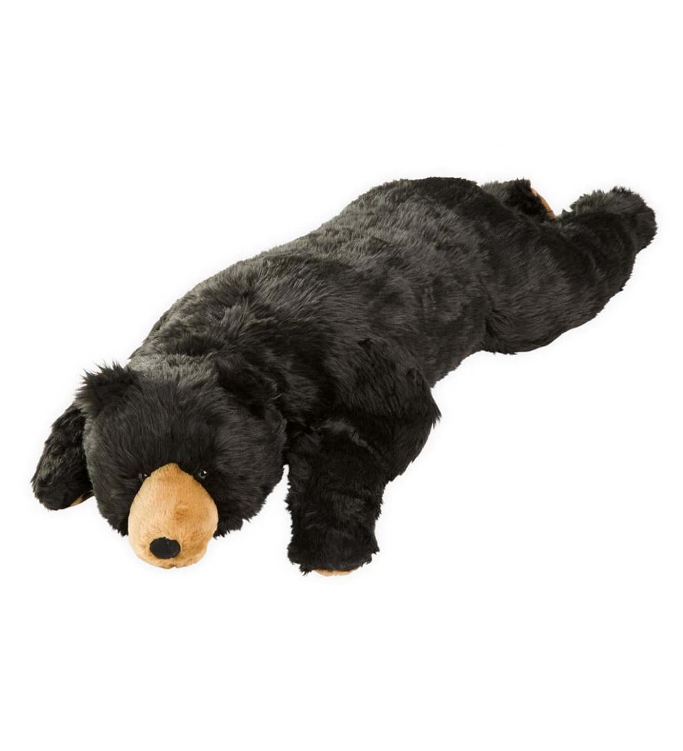 Plow &amp; Hearth Garden Accents | Indoor Living Black Bear Plush Cuddle Animal Body Pillow - Black