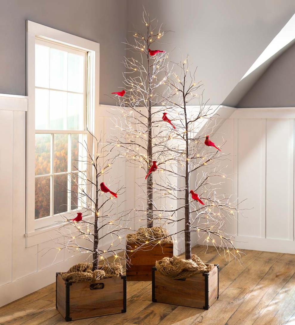 Plow &amp; Hearth Garden Accents | Indoor Living Clip-On Cardinal Christmas Tree Ornaments, Set Of 4