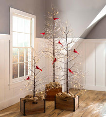 Plow &amp; Hearth Garden Accents | Indoor Living Clip-On Cardinal Christmas Tree Ornaments, Set Of 4