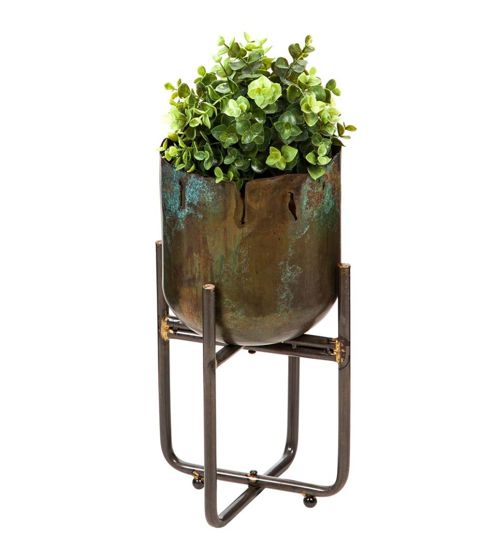 Plow &amp; Hearth Garden Accents | Indoor Living Distressed Metal Raised Planters, Set Of 3