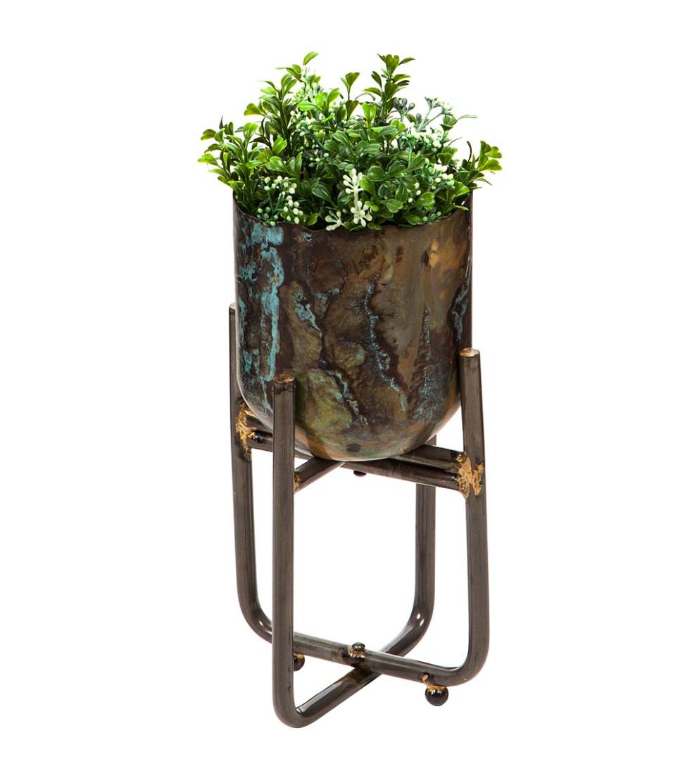Plow &amp; Hearth Garden Accents | Indoor Living Distressed Metal Raised Planters, Set Of 3