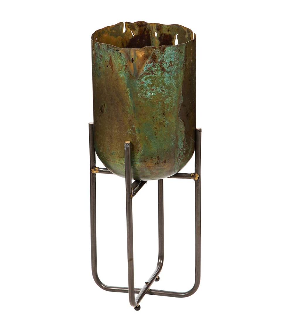 Plow &amp; Hearth Garden Accents | Indoor Living Distressed Metal Raised Planters, Set Of 3