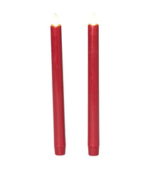 Plow &amp; Hearth Garden Accents | Indoor Living Flameless Led Taper Candles, Set Of 2 - Red