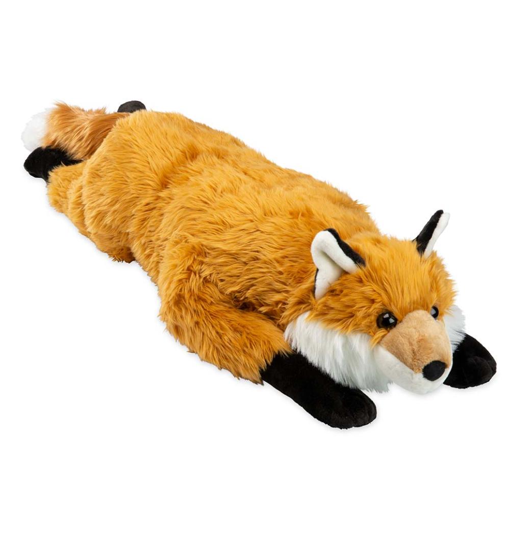 Plow &amp; Hearth Garden Accents | Indoor Living Fuzzy Fox Fuzzy Plush Cuddle Animal Body Pillow