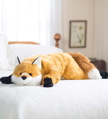 Plow &amp; Hearth Garden Accents | Indoor Living Fuzzy Fox Fuzzy Plush Cuddle Animal Body Pillow