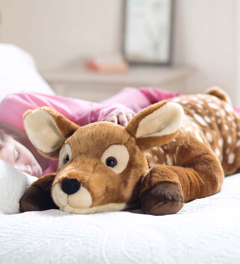 Plow &amp; Hearth Garden Accents | Indoor Living Fuzzy Spotted Fawn Plush Cuddle Animal Body Pillow