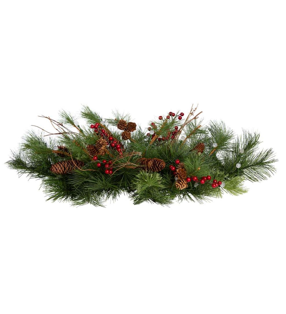 Plow &amp; Hearth Garden Accents | Indoor Living Indoor/Outdoor Blue Ridge Greenery With Battery-Operated Dual-Function Lights