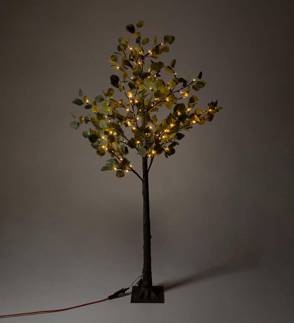 Plow &amp; Hearth Garden Accents | Indoor Living Indoor/Outdoor Electric Lighted Eucalyptus Trees