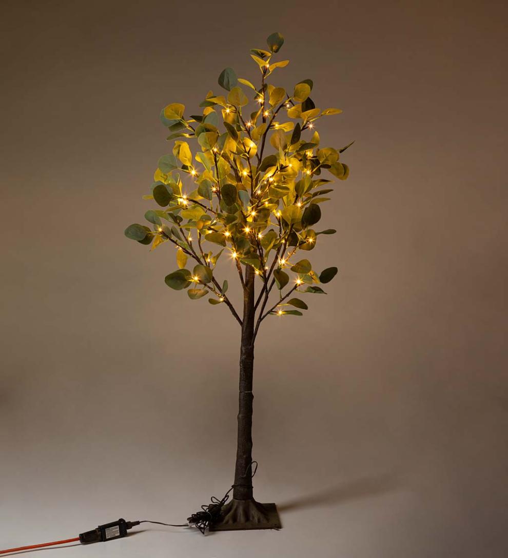 Plow &amp; Hearth Garden Accents | Indoor Living Indoor/Outdoor Electric Lighted Eucalyptus Trees