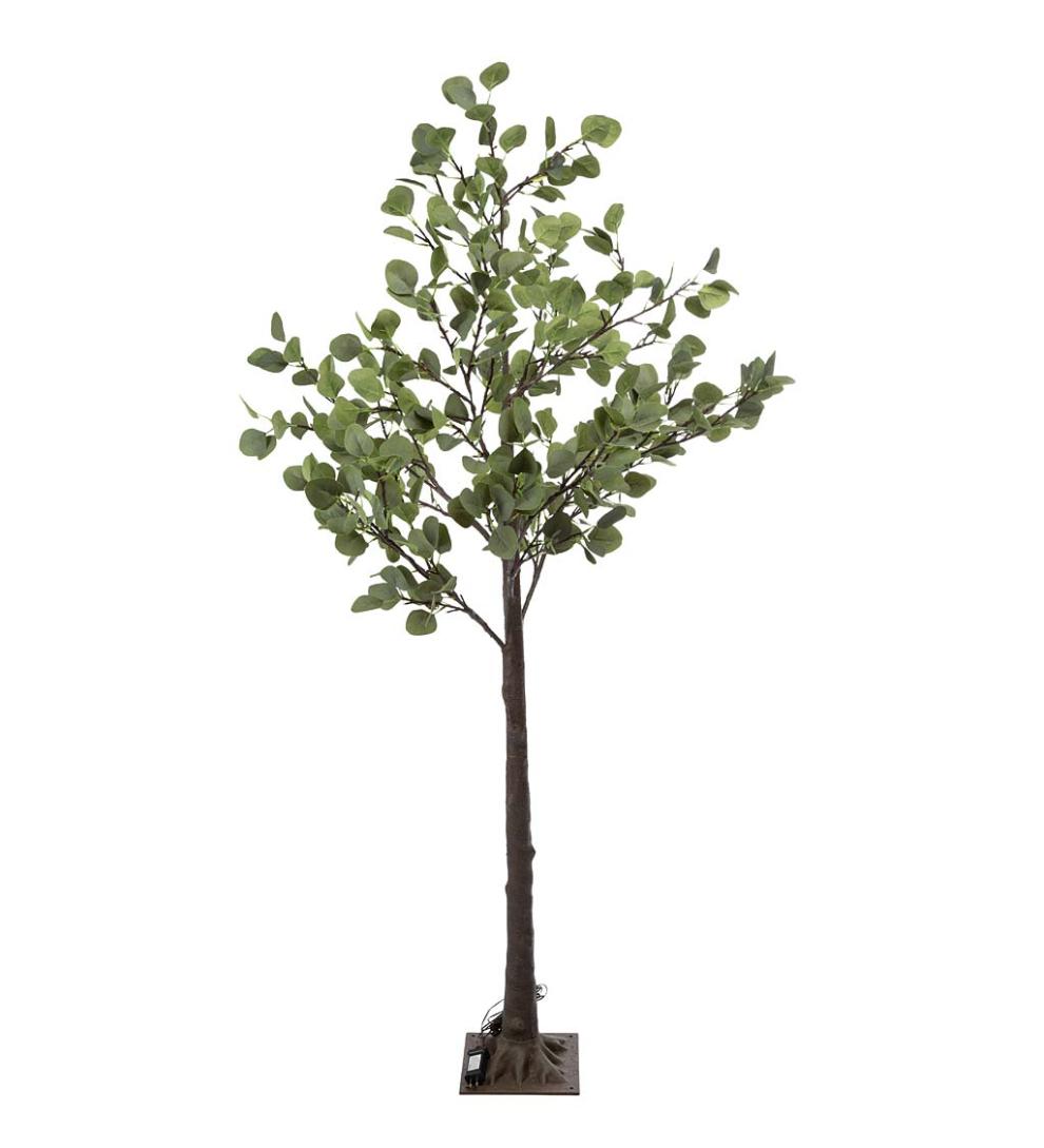 Plow &amp; Hearth Garden Accents | Indoor Living Indoor/Outdoor Electric Lighted Eucalyptus Trees