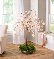Plow &amp; Hearth Garden Accents | Indoor Living Indoor/Outdoor Electric Lighted Faux Weeping Cherry Trees