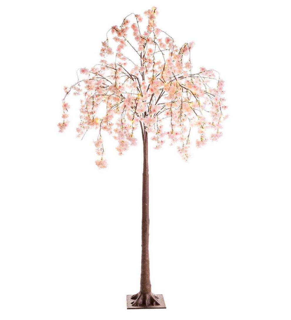 Plow &amp; Hearth Garden Accents | Indoor Living Indoor/Outdoor Electric Lighted Faux Weeping Cherry Trees