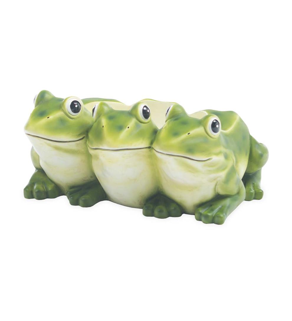 Plow &amp; Hearth Garden Accents | Indoor Living Indoor/Outdoor Frogs Triplets Planter For Flowers Or Herbs