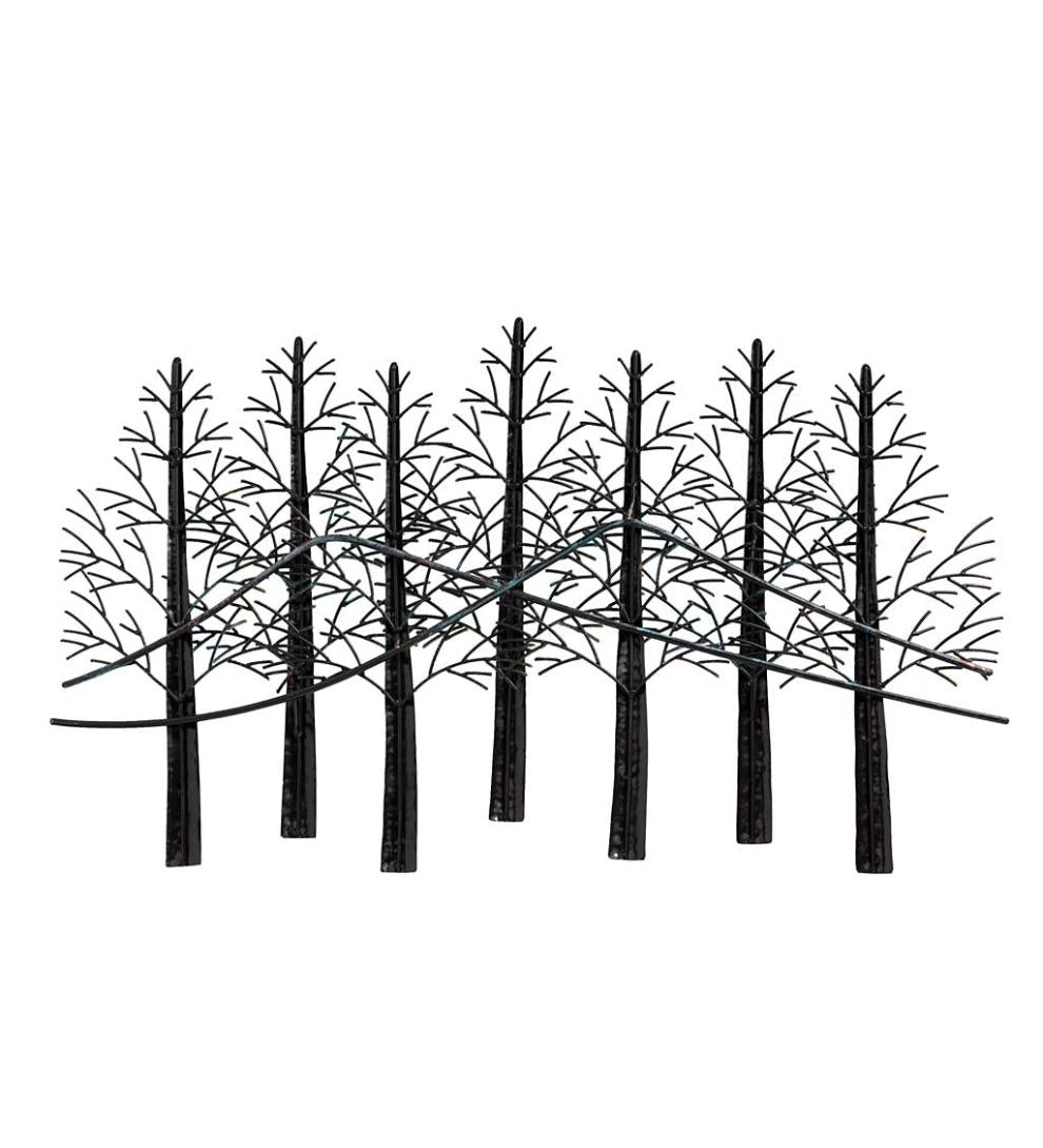 Plow &amp; Hearth Garden Accents | Indoor Living Indoor/Outdoor Handmade Metal Trees And Mountains Wall Art