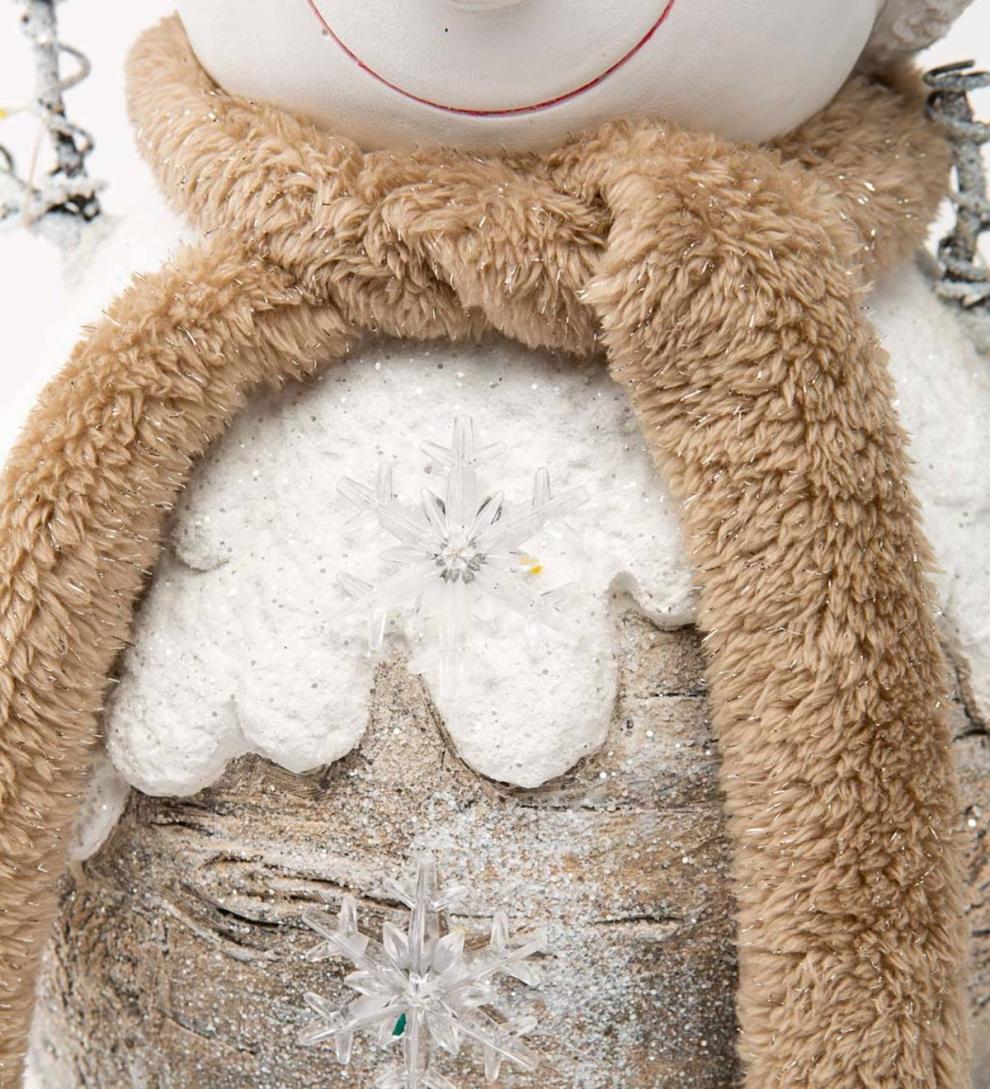 Plow &amp; Hearth Garden Accents | Indoor Living Indoor/Outdoor Holiday Lighted Woodland Snowman Statue