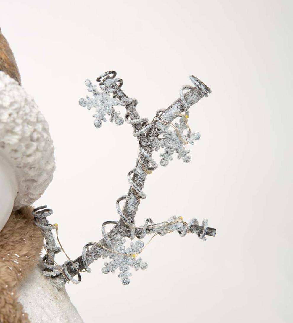 Plow &amp; Hearth Garden Accents | Indoor Living Indoor/Outdoor Holiday Lighted Woodland Snowman Statue