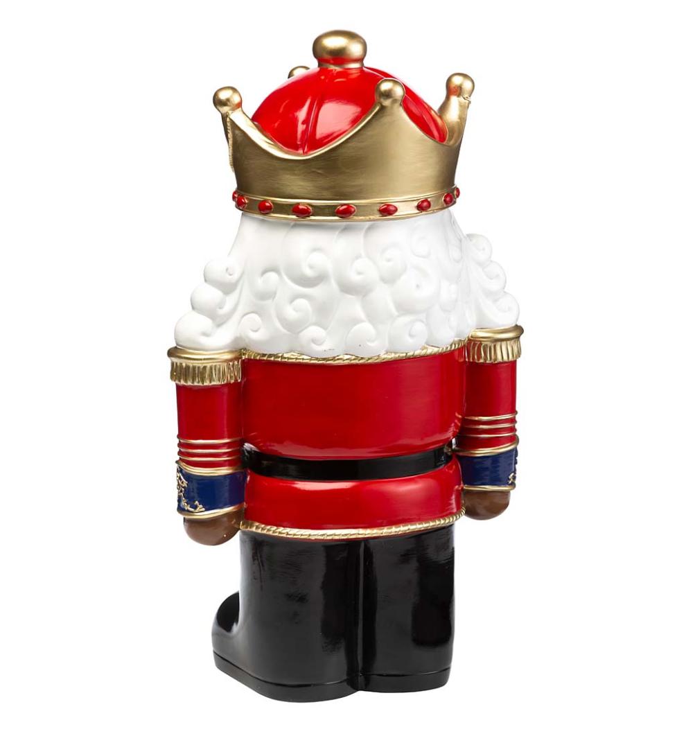 Plow &amp; Hearth Garden Accents | Indoor Living Indoor/Outdoor Lighted Nutcracker Shorty Statue - Black