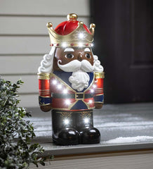 Plow &amp; Hearth Garden Accents | Indoor Living Indoor/Outdoor Lighted Nutcracker Shorty Statue - Black