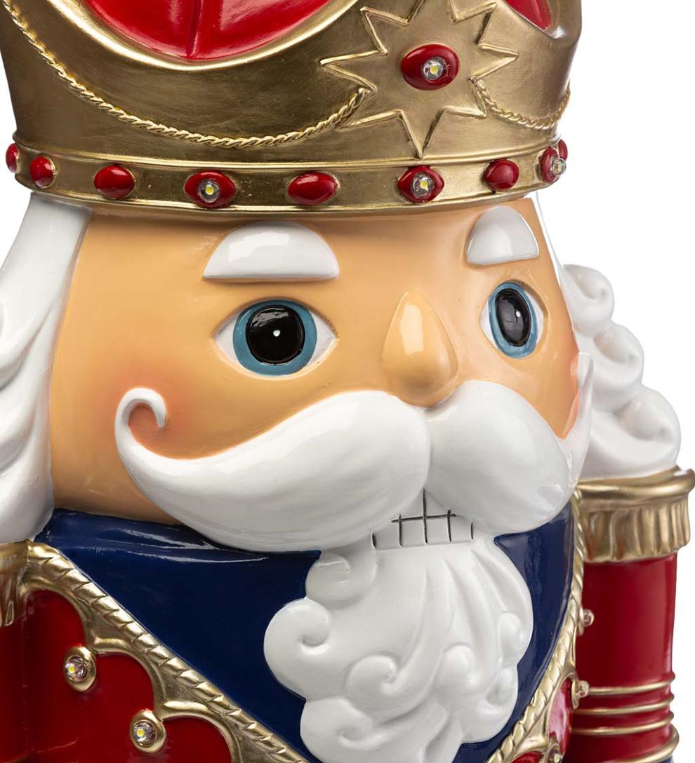 Plow &amp; Hearth Garden Accents | Indoor Living Indoor/Outdoor Lighted Nutcracker Shorty Statue - Black