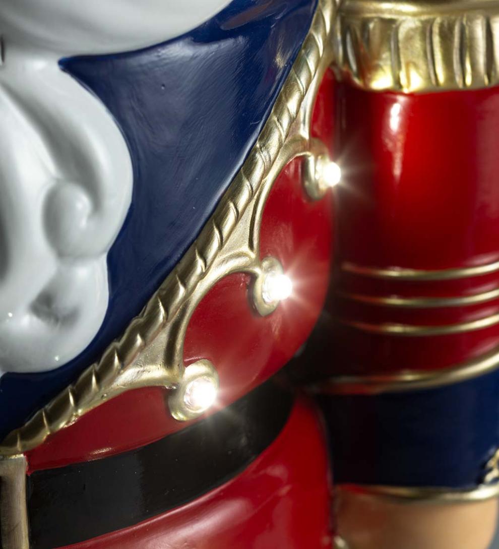 Plow &amp; Hearth Garden Accents | Indoor Living Indoor/Outdoor Lighted Nutcracker Shorty Statue - Black