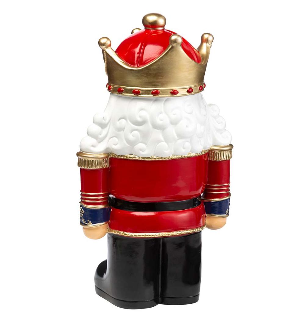 Plow &amp; Hearth Garden Accents | Indoor Living Indoor/Outdoor Lighted Nutcracker Shorty Statue - Black
