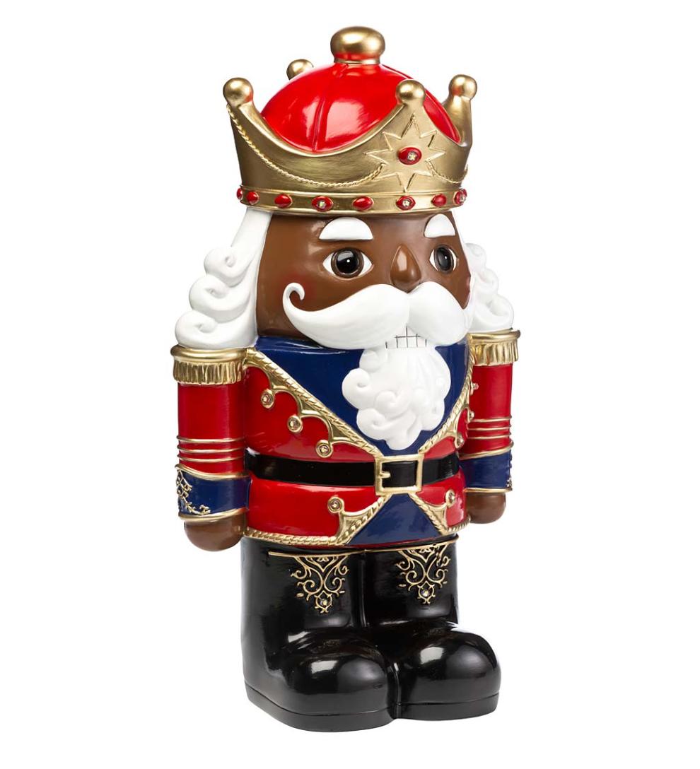Plow &amp; Hearth Garden Accents | Indoor Living Indoor/Outdoor Lighted Nutcracker Shorty Statue - Black