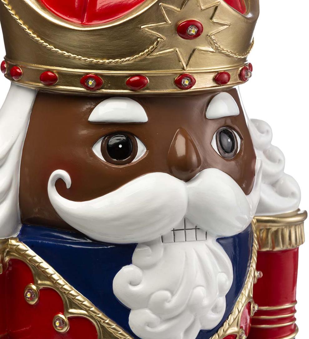Plow &amp; Hearth Garden Accents | Indoor Living Indoor/Outdoor Lighted Nutcracker Shorty Statue - Black