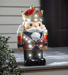Plow &amp; Hearth Garden Accents | Indoor Living Indoor/Outdoor Lighted Nutcracker Shorty Statue - Black