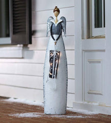 Plow &amp; Hearth Garden Accents | Indoor Living Indoor/Outdoor Metal Angel With Lighted Gift